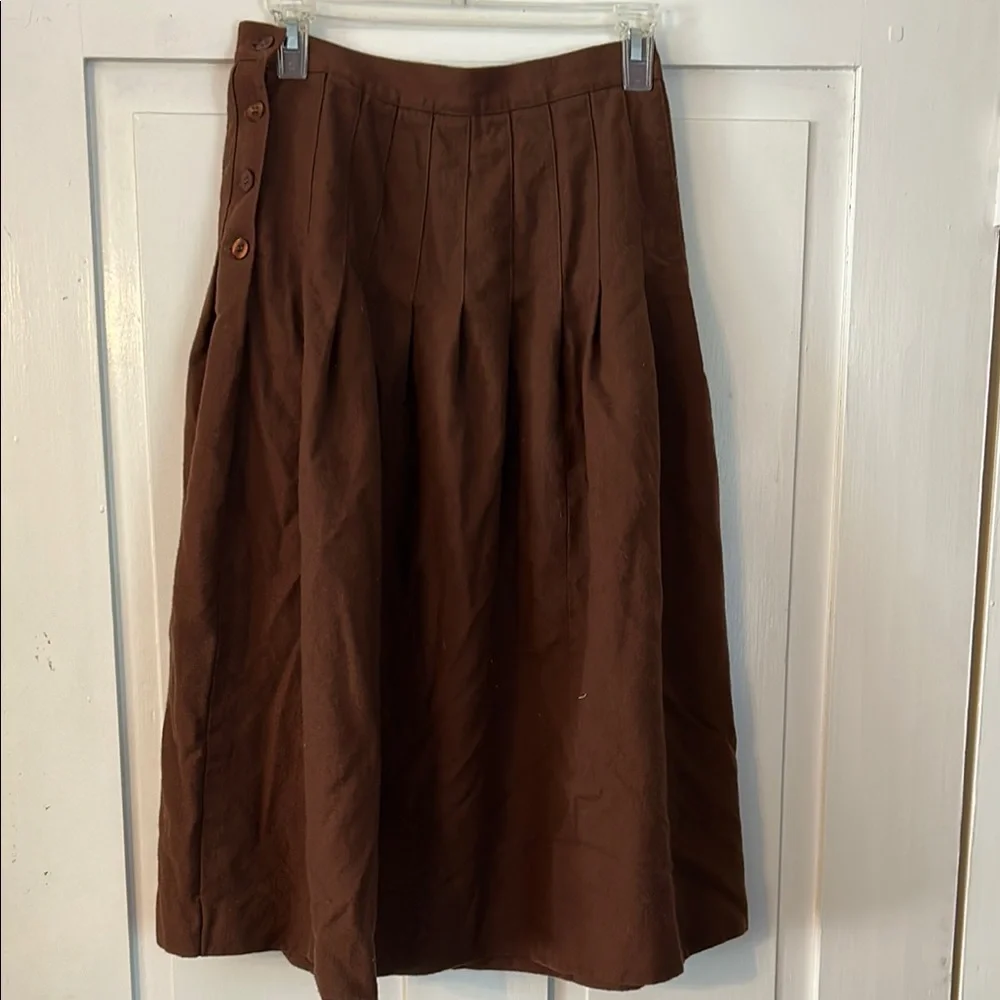 VTG TALBOTS Women’s 100% Wool Skirt Chocolate Brown A-Line Skirt USA Made 10 P - Picture 5 of 13